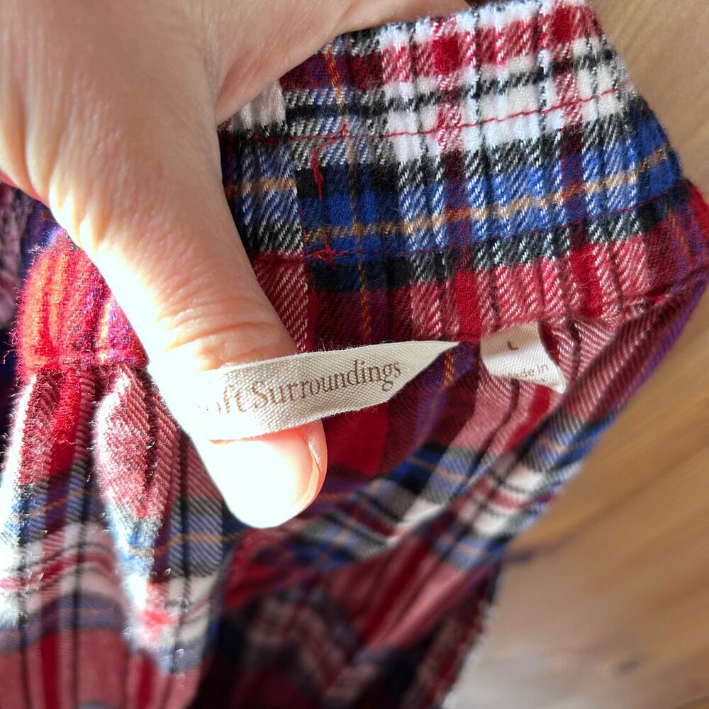 Soft Surroundings Red Plaid Flannel Pajama Set Jolly Good Womens Large Holiday - Picture 12 of 12
